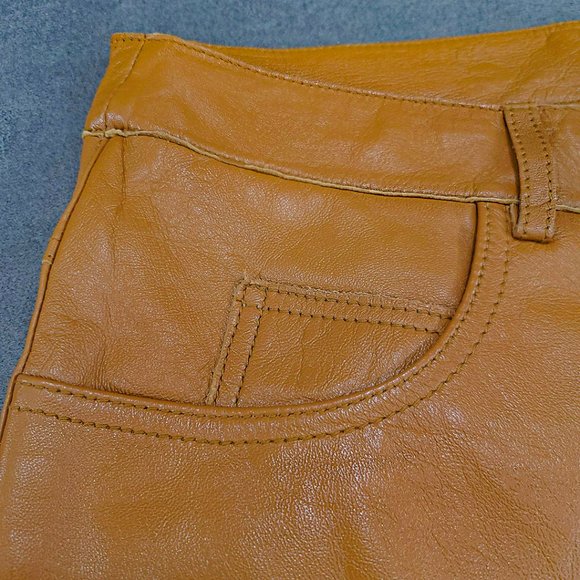 NWT – Cognac Brown 5 Pocket Leather Pants Bagatelle - Picture 11 of 14